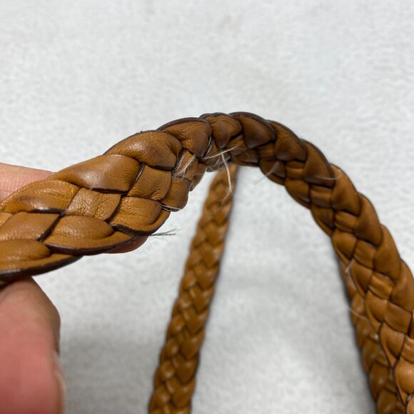 VINTAGE Michael Kors ASTOR BRAID Handbag Camel Leather Grommet Satchel Y2K - Picture 12 of 15